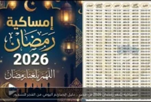 مواقيت الصلاة في رمضان 2026