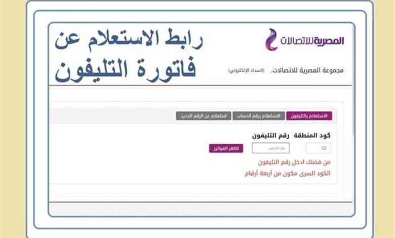 رابط الاستعلام عن فاتورة الإنترنت الأرضي WE لشهر يوليو 2026